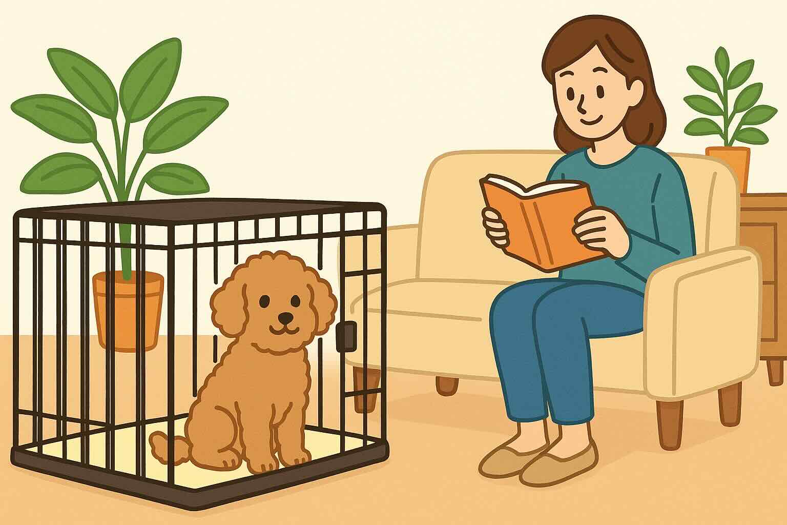 寝る時以外の犬のケージ活用術