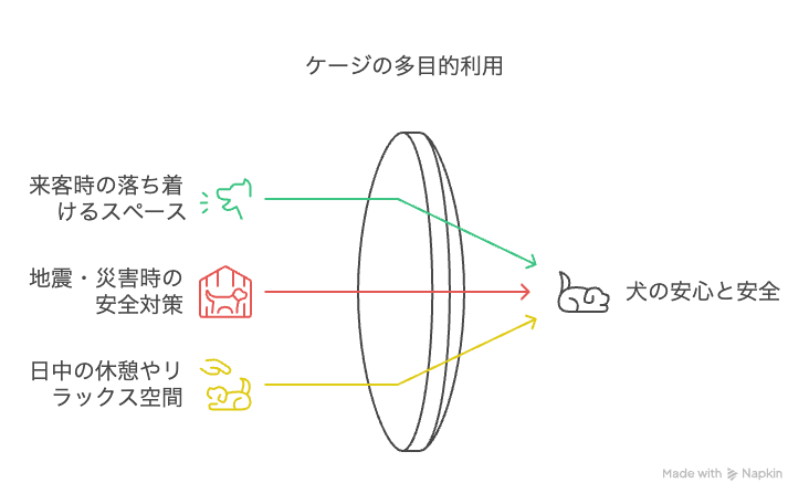 寝る時以外の犬のケージ活用術